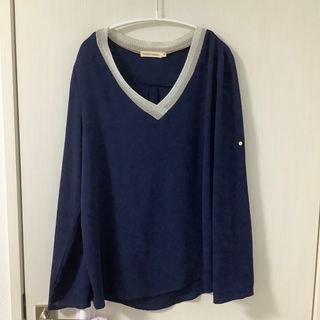 パリで購入　ネイビーブラウス（Mサイズ）(カットソー(長袖/七分))