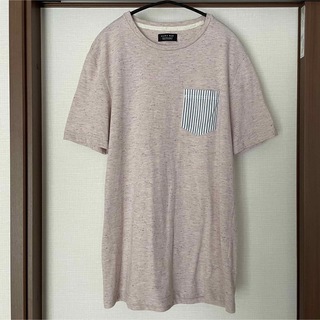 ザラ(ZARA)のZARA MAN  Tシャツ　メンズ Sサイズ　半袖　ピンク　ストライプ(Tシャツ/カットソー(半袖/袖なし))