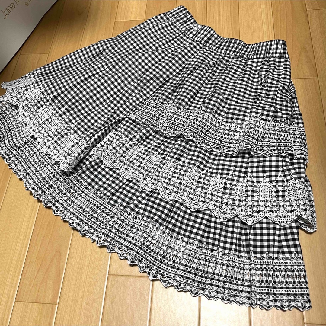 JaneMarple(ジェーンマープル)の美品　Jane Marple ジェーンマープル　キンガムアイレットレーススカート レディースのスカート(ひざ丈スカート)の商品写真