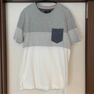 ザラ(ZARA)のZARA  MAN  Tシャツ　メンズ Sサイズ　グレー　半袖　胸ポケット　夏服(Tシャツ/カットソー(半袖/袖なし))