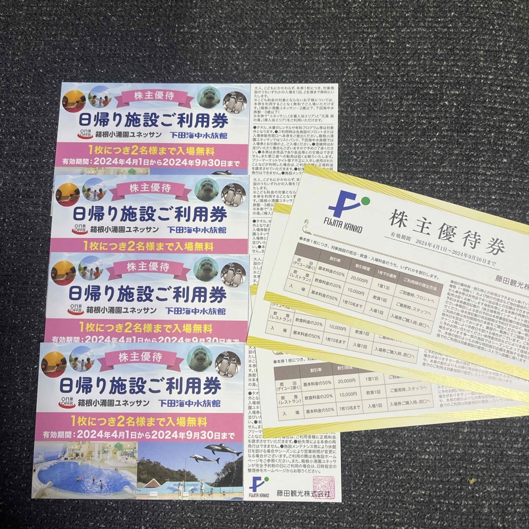 箱根ユネッサン　株主優待　ご利用券　４枚 チケットの施設利用券(その他)の商品写真