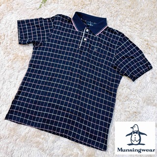 Munsingwear - 【美品】マンシングウェア メンズ　シャツ　LL ゴルフ　チェック ネイビー