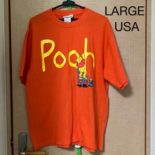 Disney - プーさん 半袖Tシャツ オレンジ メンズ レディース