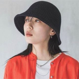 ジーナシス(JEANASIS)の【新品、未使用】JEANASIS ジーナシス　コットンアミHAT  ブラック　黒(ハット)