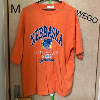 WEGO - WEGO 半袖Tシャツ オレンジ サメ 刺繍 コットン M
