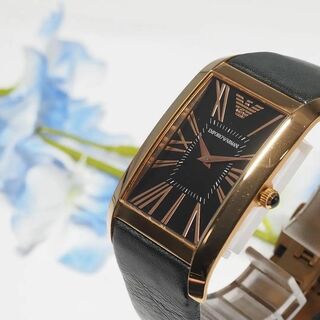 アルマーニ(Armani)の新同品 アルマーニ スクエア 革ベルト メンズ 腕時計 ゴールド 箱 C419(腕時計(アナログ))