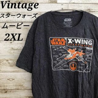 【k4368】USA古着スターウォーズムービープリント半袖ビッグTシャツ2XL(Tシャツ/カットソー(半袖/袖なし))