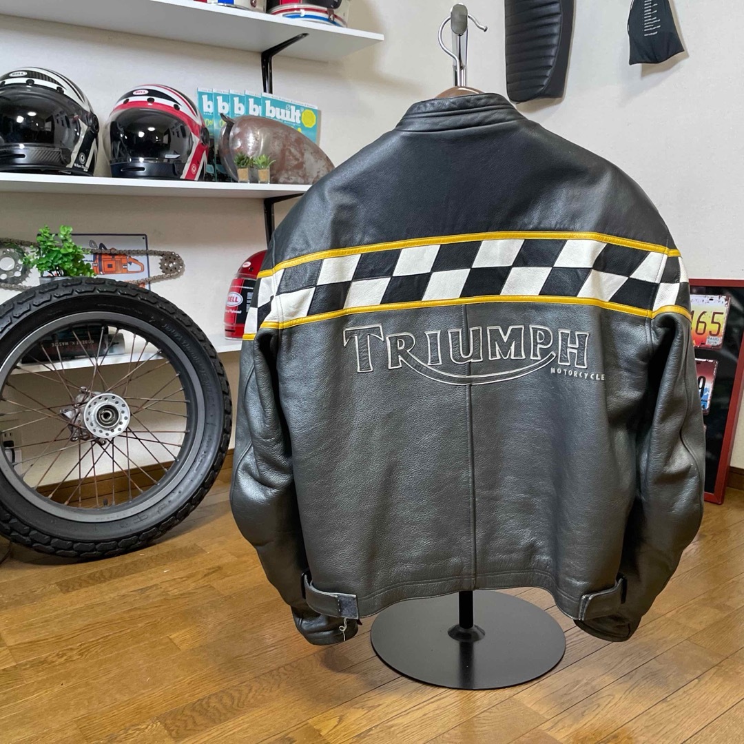 大きめサイズ☆TRIUMPH トライアンフ レザージャケット シルバー 大きめサイズ☆TRIUMPH トライアンフ レザージャケット シルバー