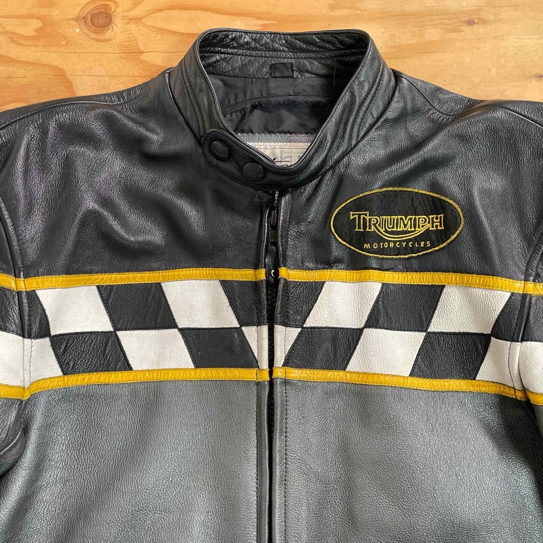 大きめサイズ☆TRIUMPH トライアンフ レザージャケット シルバー 大きめサイズ☆TRIUMPH トライアンフ レザージャケット シルバー