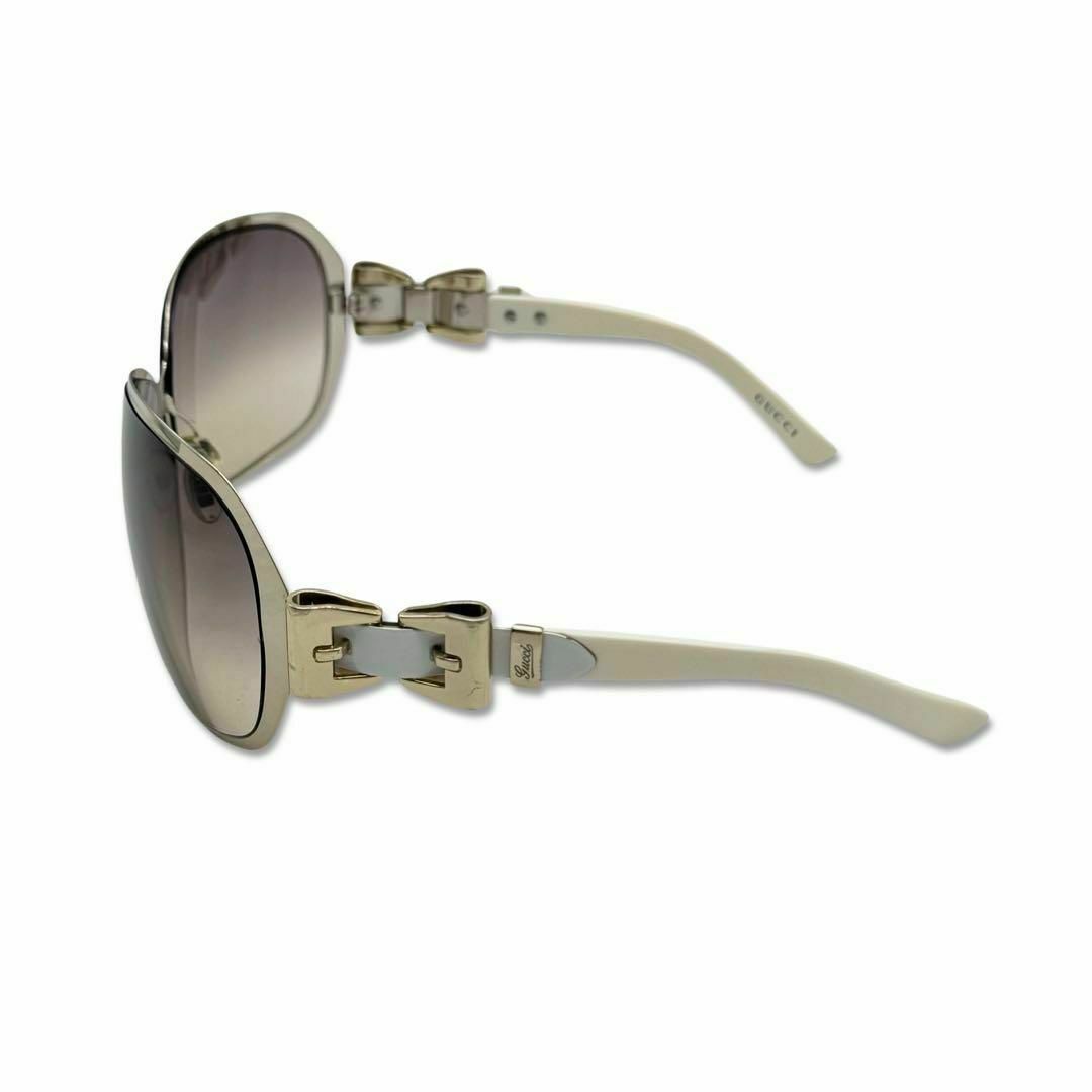 Gucci(グッチ)のグッチ GG サングラス メガネ 眼鏡 レディース アイボリー リボン 金 レディースのファッション小物(サングラス/メガネ)の商品写真