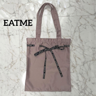 イートミー(EATME)のEATME ロゴリボントートバッグ　ピンク　巾着　サテン(トートバッグ)