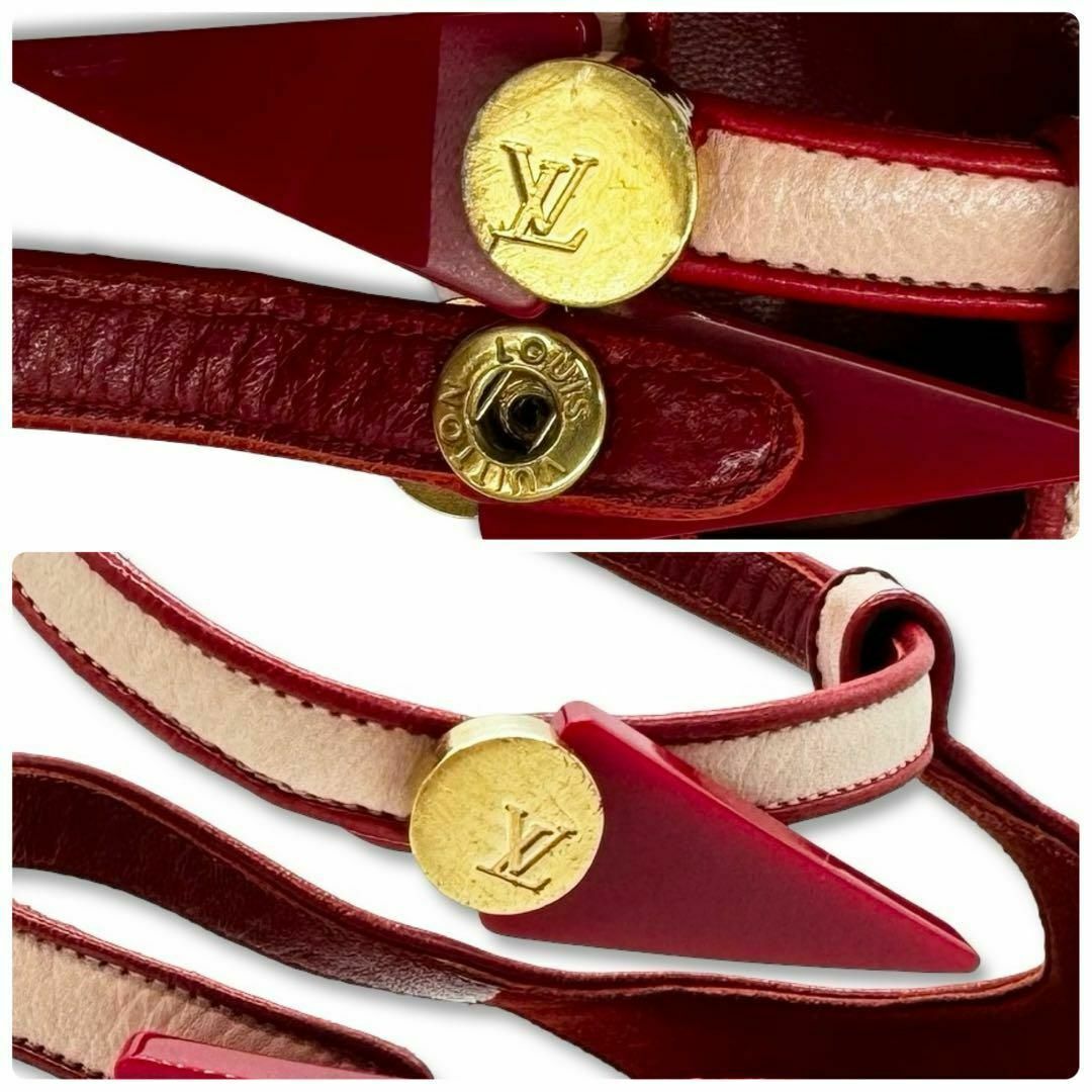 LOUIS VUITTON(ルイヴィトン)のルイヴィトン レザー サンダル 約24.5cm 靴 シューズ ピンク レッド レディースの靴/シューズ(ハイヒール/パンプス)の商品写真