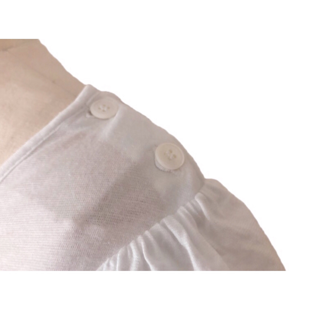 miumiu(ミュウミュウ)のミュウミュウ/メッシュペプラムカットソー ブラウス tシャツ フリル 白 ピンク レディースのトップス(カットソー(半袖/袖なし))の商品写真