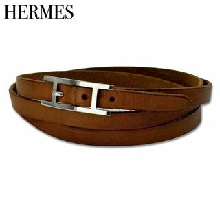 Hermes - エルメス アピ3 レザー シルバー金具 ロング ブレスレット ブラウン