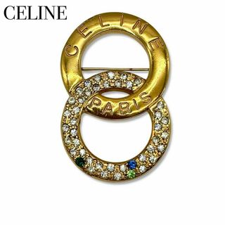 セリーヌ(celine)のセリーヌ ヴィンテージ ラインストーン ピンブローチ アクセサリー ゴールド(ブローチ/コサージュ)