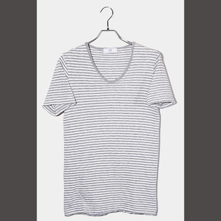 417byEDIFICE エディフィス ボーダー Vネック 半袖 Tシャツ M(Tシャツ/カットソー(半袖/袖なし))