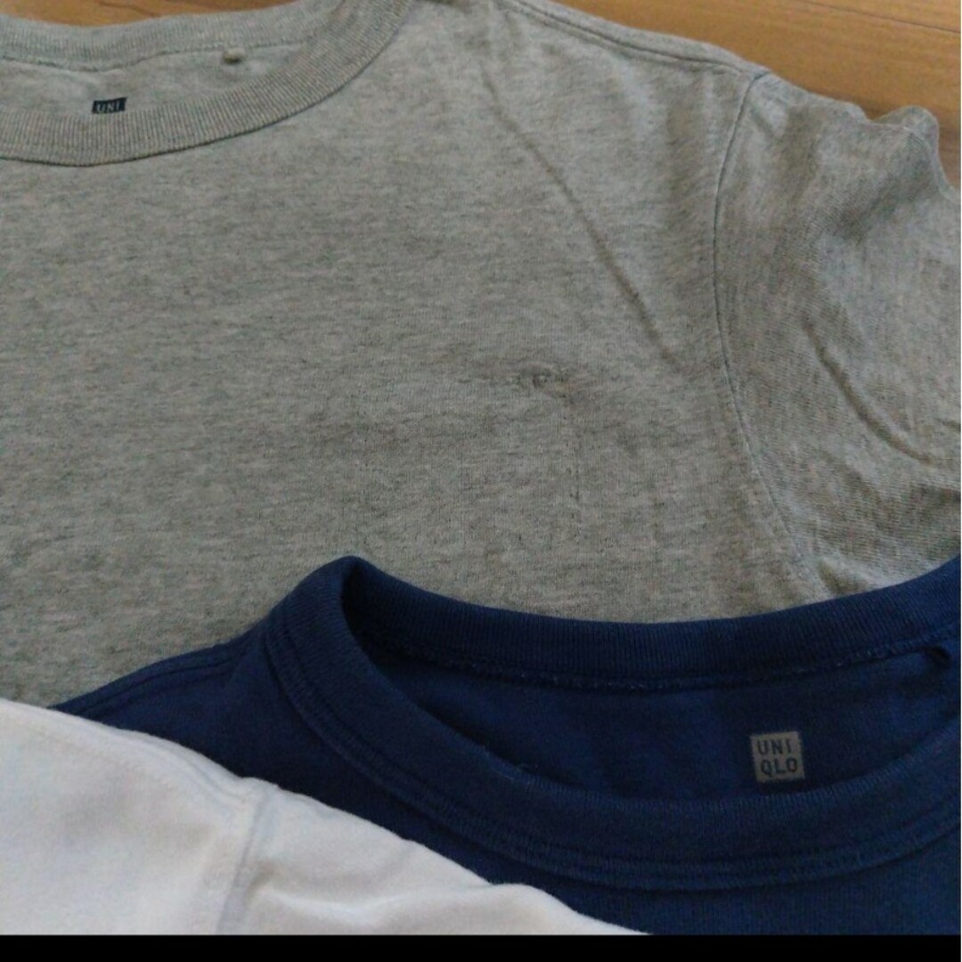 UNIQLO(ユニクロ)のユニクロ　UNIQLO無地Tシャツ３枚セット　サイズ140 キッズ/ベビー/マタニティのキッズ服男の子用(90cm~)(Tシャツ/カットソー)の商品写真