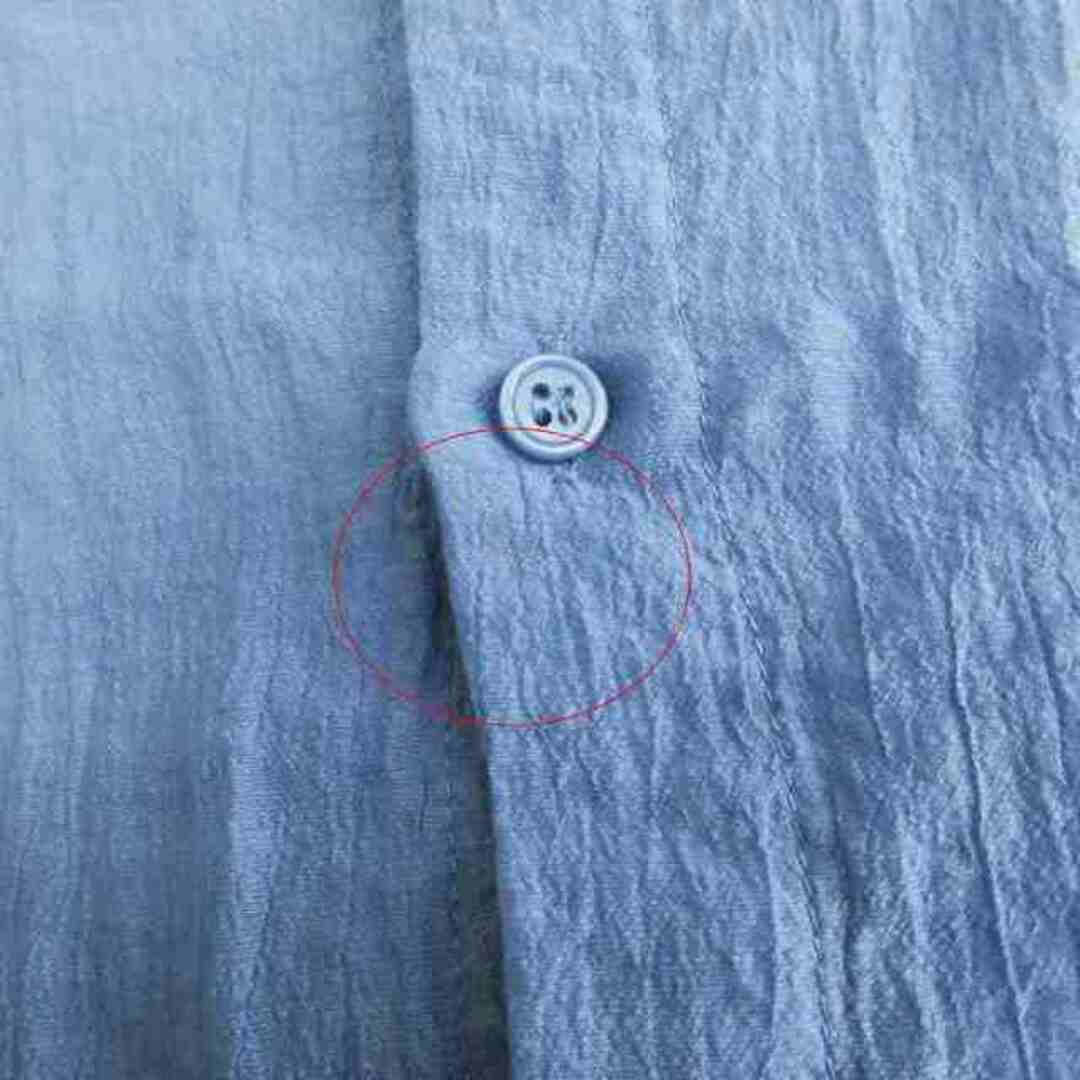 フリークスストア シャツ ブラウス 長袖 シアー ノーカラー 青 F レディースのトップス(シャツ/ブラウス(長袖/七分))の商品写真