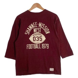 ウエアハウス(WAREHOUSE)のWAREHOUSE ウエアハウス SHAWNEE-MISSION フットボールTシャツ ボルドー Size 38(Tシャツ/カットソー(七分/長袖))