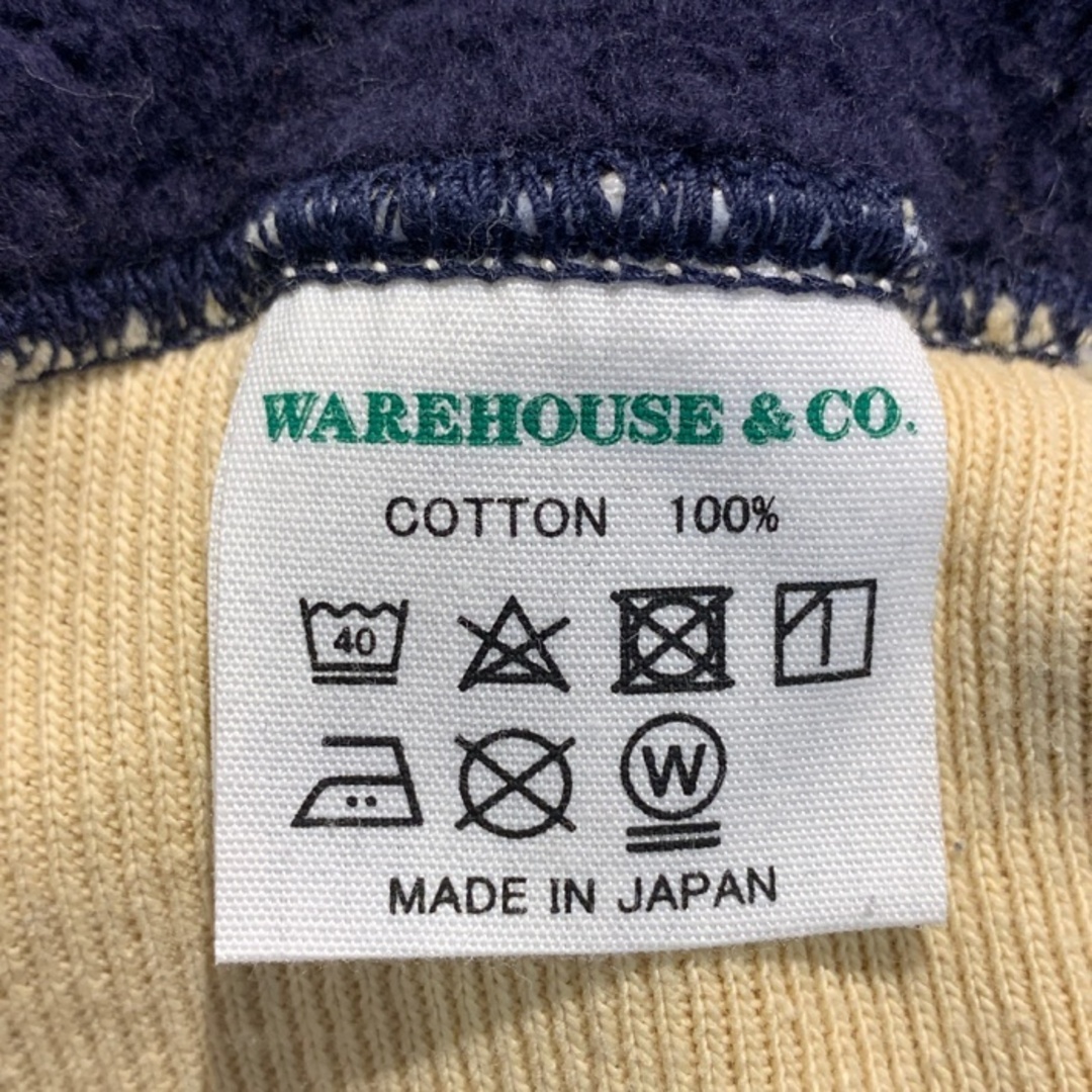 WAREHOUSE(ウエアハウス)のWAREHOUSE ウエアハウス OHIO 両V クルーネックスウェットトレーナー フェルトワッペン ネイビー Size 42 メンズのトップス(スウェット)の商品写真