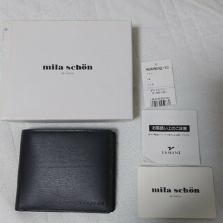 ミラショーン(mila schon)の新品　ミラショーン　メンズ　カーフレザー　二つ折り財布　黒(折り財布)
