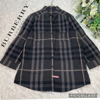 バーバリー(BURBERRY)の【美品】バーバリーロンドン★メガチェック★シャツブラウス★ノバチェック★ブラック(シャツ/ブラウス(長袖/七分))