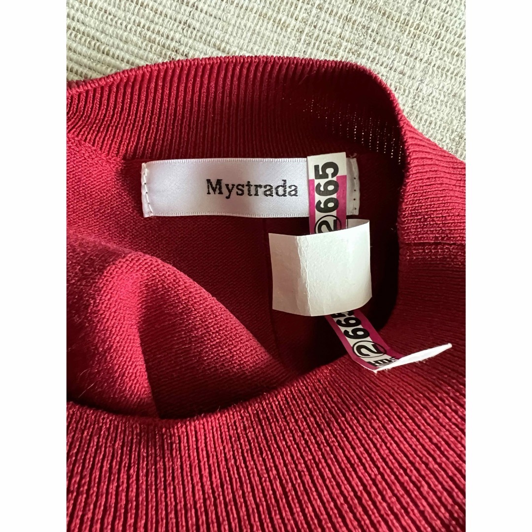 Mystrada(マイストラーダ)のマイストラーダ5分袖バックパールニット美品 レディースのトップス(ニット/セーター)の商品写真
