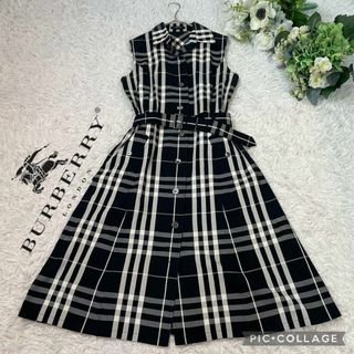 バーバリー(BURBERRY)の【極美品】バーバリーロンドン★メガチェック★シャツワンピース★ノースリーブ(ロングワンピース/マキシワンピース)