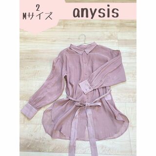 【anysis】エニシス　シースルーとろみシャツ　透け感　ピンク　艶感　大人　4
