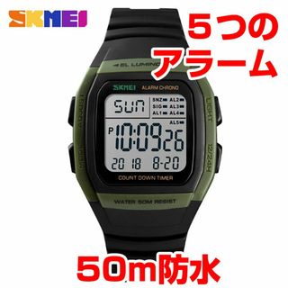 50m防水ダイバーズウォッチデジタル腕時計アーミーグリーンxブラック黒96AG8(腕時計(デジタル))