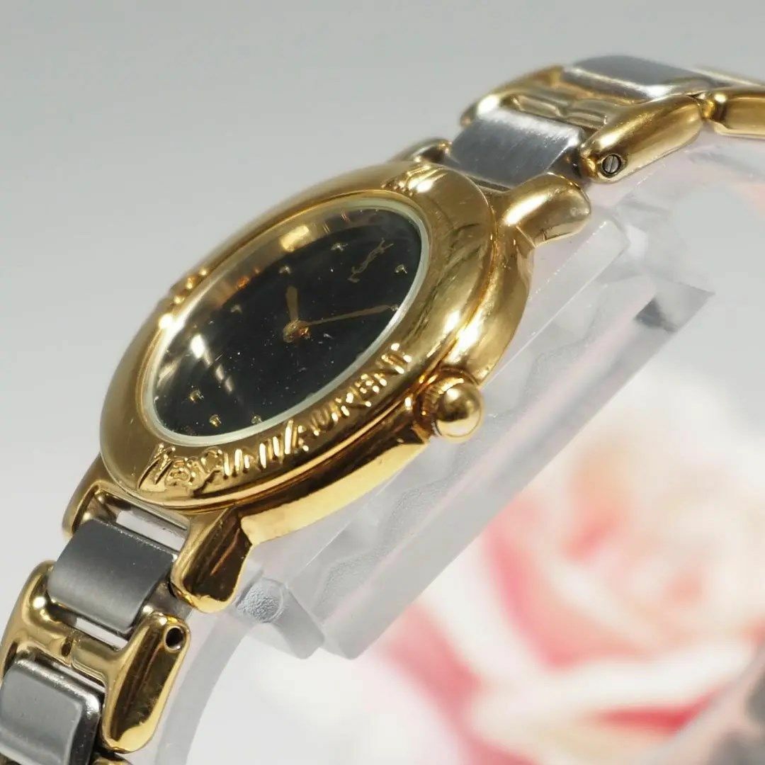 Yves Saint Laurent(イヴサンローラン)のイヴサンローラン ブラック文字盤 ゴールド・シルバーコンビ 腕時計 C460 レディースのファッション小物(腕時計)の商品写真