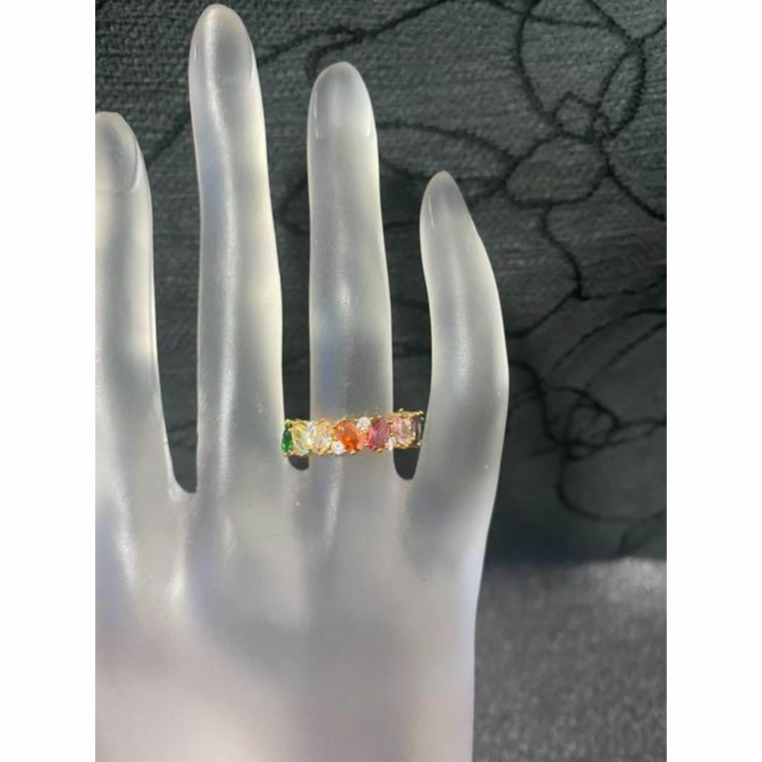 （1219）17号　ゴールドまるまるカラフルリング　高価爪留め仕様　指輪 レディースのアクセサリー(リング(指輪))の商品写真