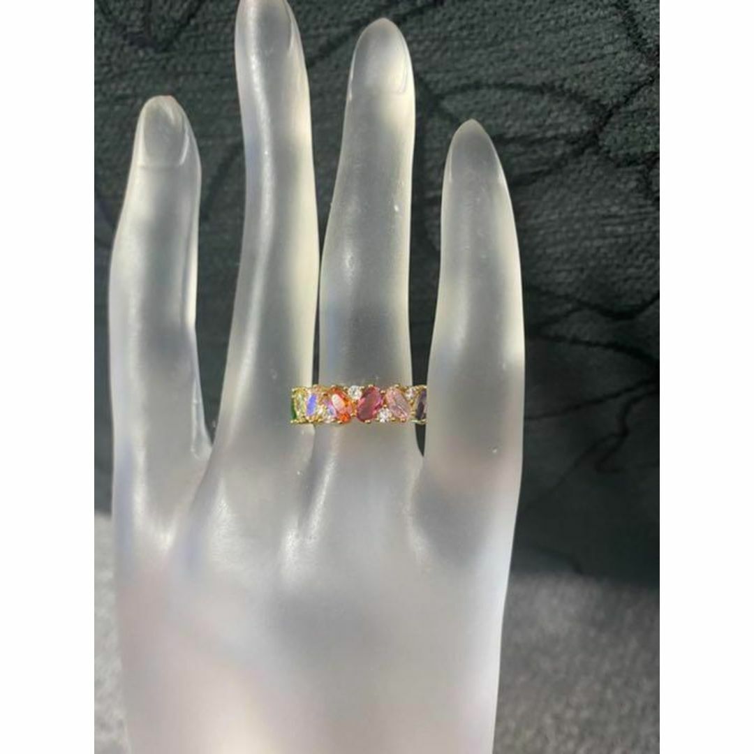 （1219）17号　ゴールドまるまるカラフルリング　高価爪留め仕様　指輪 レディースのアクセサリー(リング(指輪))の商品写真