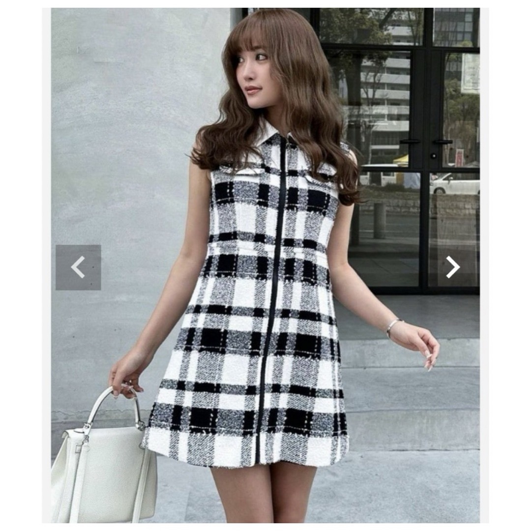 FRAY I.D - 新品!!シェリエ♡ フロントジッパーツイードチェックドレス♡ワンピース