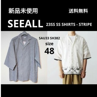 新品SEEALL シーオール 23SS オープンカラーシャツ 48 半袖シャツ(シャツ)