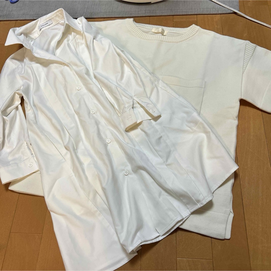 JEANASIS(ジーナシス)のジーナシス 　七部丈シャツ120センチ& Tシャツ半袖フリーサイズ　セット レディースのトップス(Tシャツ(半袖/袖なし))の商品写真