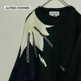 ALFRED DUNNER ニット セーター ゆるだぼ 柄 古着 おしゃれ M(ニット/セーター)