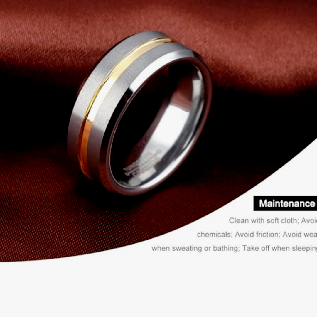 【RN137】リング　アクセサリー 　メンズ 　オレンジ　タングステン 　指輪 メンズのアクセサリー(リング(指輪))の商品写真