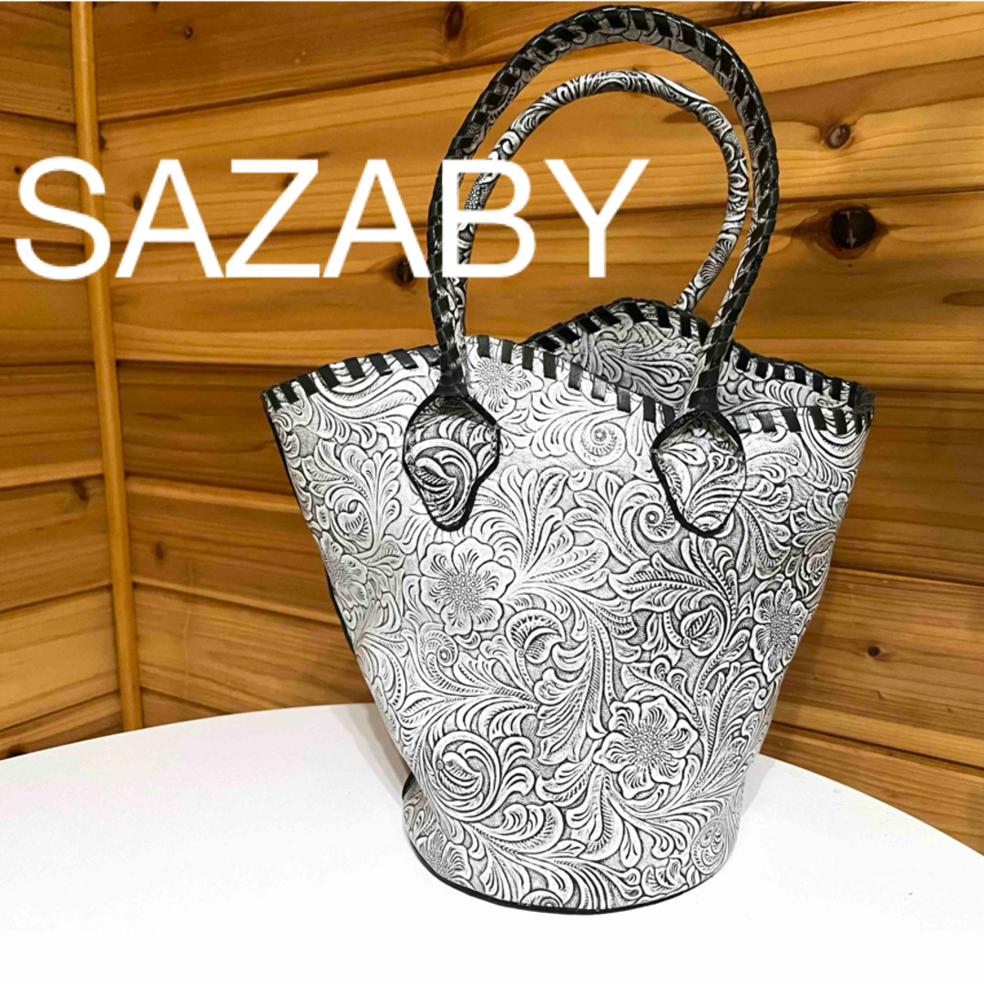 SAZABY(サザビー)のSAZABY サザビー　カービング　バッグ　トートバッグ　グレー　ブラック レディースのバッグ(トートバッグ)の商品写真