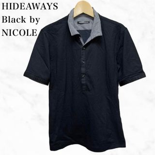 ハイダウェイ(HIDEAWAY)のHIDEAWAYS BLACK NICOLE 半袖ポロシャツ　半袖カットソー(ポロシャツ)