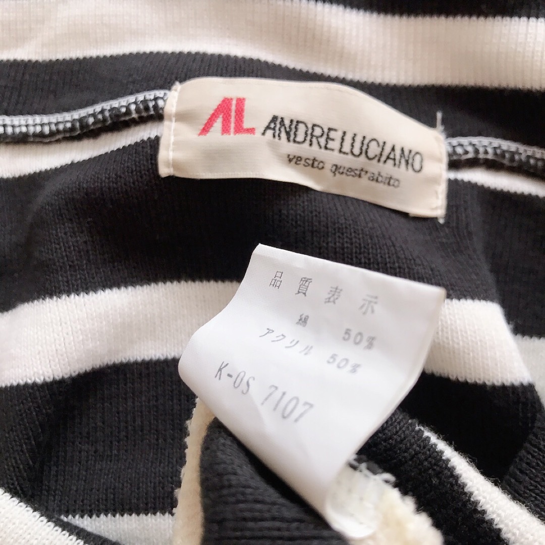 ANDRE LUCIANO(アンドレルチアーノ)のアンドレルチアーノ　オフショルダー ノースリーブ ニット ボーダー レディースのトップス(ニット/セーター)の商品写真