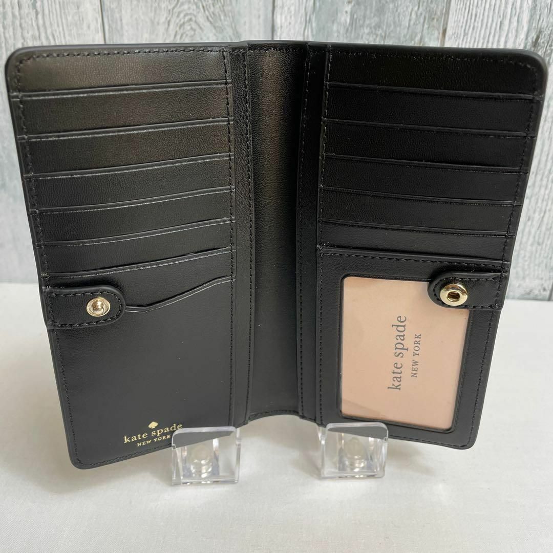 高評価なギフト 新品】ケイトスペードkate 小銭入れ付 ブラック 折財布 spade 小物