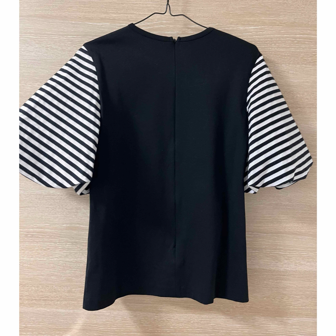 BORDERS at BALCONY(ボーダーズアットバルコニー)のボーダーズアットバルコニー　PUFF SLEEVE TEE 36 ブラック レディースのトップス(シャツ/ブラウス(半袖/袖なし))の商品写真