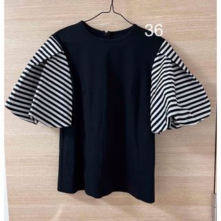 BORDERS at BALCONY - ボーダーズアットバルコニー　PUFF SLEEVE TEE 36 ブラック