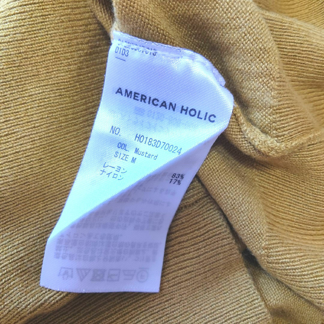 AMERICAN HOLIC(アメリカンホリック)のアメリカンホリック　薄手　ニット　カーディガン　マスタード　イエロー　黄色　М レディースのトップス(カーディガン)の商品写真