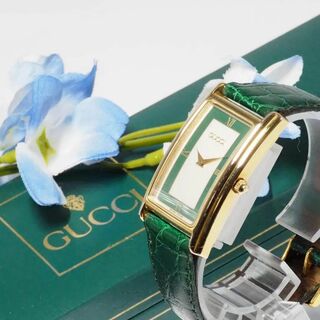 グッチ(Gucci)のグッチ GUCCI スクエア 革ベルト ゴールド メンズ 腕時計 C430(腕時計(アナログ))