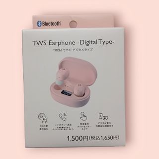 ダイソー(DAISO)のDAISO THREEPPY　TWSイヤホン　デジタルタイプ　ピンク(ヘッドフォン/イヤフォン)