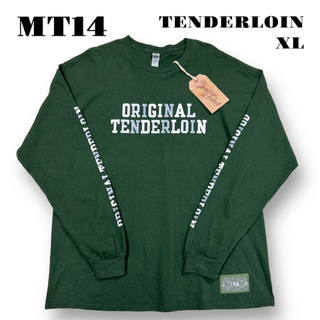 テンダーロイン(TENDERLOIN)の希少品！ TENDERLOIN 長袖 Tシャツ ロンT グリーン 緑 白 XL(Tシャツ/カットソー(七分/長袖))