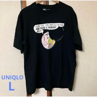 ユニクロ(UNIQLO)の【美品】ROYLICHTENSTEIN Tシャツ　UT メンズ　L  半袖　黒(Tシャツ/カットソー(半袖/袖なし))