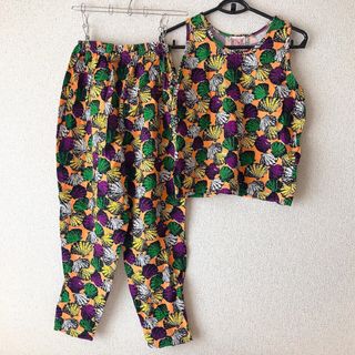 ヴィンテージ(VINTAGE)のVINTAGE 総柄 シェル アート 貝殻 セットアップ タンクトップ パンツ(セット/コーデ)